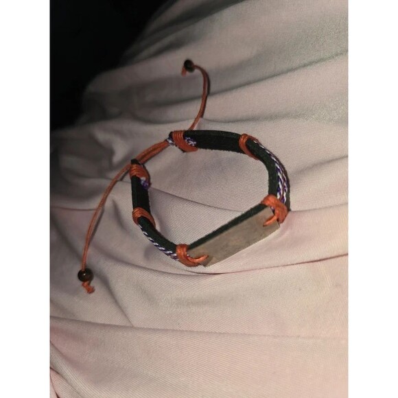no Jewelry - Adjustable Woven Cross Plate ID Bracelet